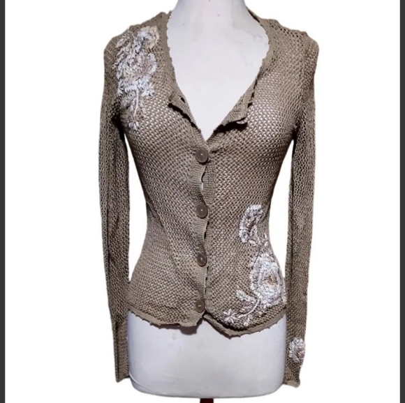 J. Jill Sweaters - J Jill S Cardigan Sweater Button Front Shirt Top Sweater Open Knit Floral